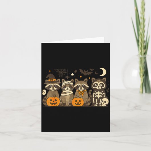 Carte Halloween Raccoon Costumes Ghost Witch Mummy Men W (Devant)