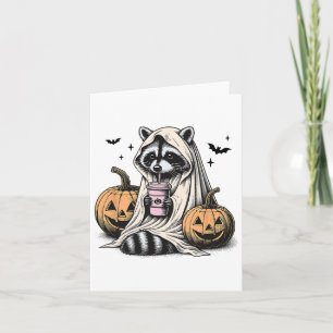 Carte Halloween Raccoon Ghost