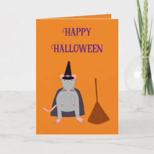 Carte Halloween Rat sorcier et Broom Custom