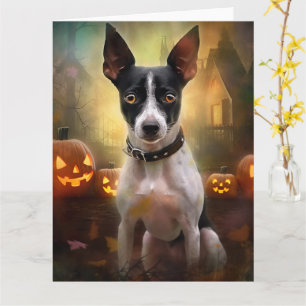 Carte Halloween Rat Terrier Avec La Peur Citrouille