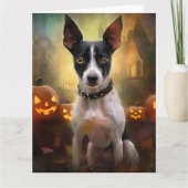 Carte Halloween Rat Terrier Avec La Peur Citrouille (Devant)