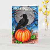 Carte Halloween Raven (Fleur jaune)