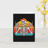 Carte Halloween Rocker Skeleton Casquette Cool Punk Rock (Fleur jaune)