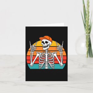 Carte Halloween Rocker Skeleton Casquette Cool Punk Rock
