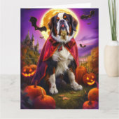 Carte Halloween Saint Bernard Vampire Citrouilles effroi (Devant)