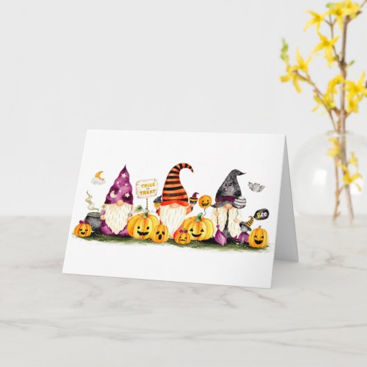 CARTE HALLOWEEN SALUT DES GNOMES COOL (Fleur jaune)