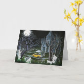 Carte Halloween, salutation, carte, fantômes, anges, enc (Fleur jaune)