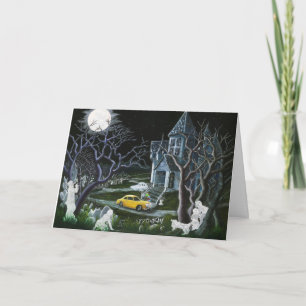Carte Halloween, salutation, carte, fantômes, anges, enc