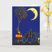 Carte Halloween, salutation, carte, sorcières, lune, (Fleur jaune)