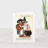 Carte Hallowe'en Salutations Witch et Kettle Vintage (Devant)