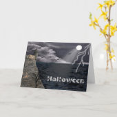 Carte Halloween Scène Éffrayante en bord de mer (Fleur jaune)
