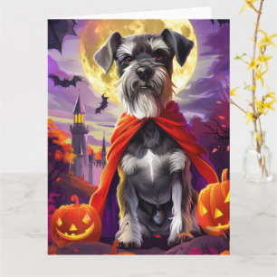 Carte Halloween Schnauzer Vampire Citrouilles peur