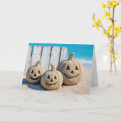 Carte Halloween Seashore Sand Jack o' Lanterns  (Fleur jaune)