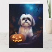 Carte Halloween Shih Tzu Avec La Peur Citrouille (Devant)