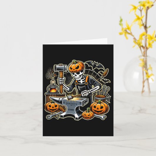 Carte Halloween Skeleton Blacksmith (Fleur jaune)