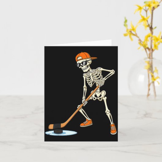 Carte Halloween Skeleton Funny Hockey For Boys Teens Men (Fleur jaune)