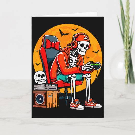 Carte Halloween Skeleton Gamer Funny Video Gaming Hallow (Devant)
