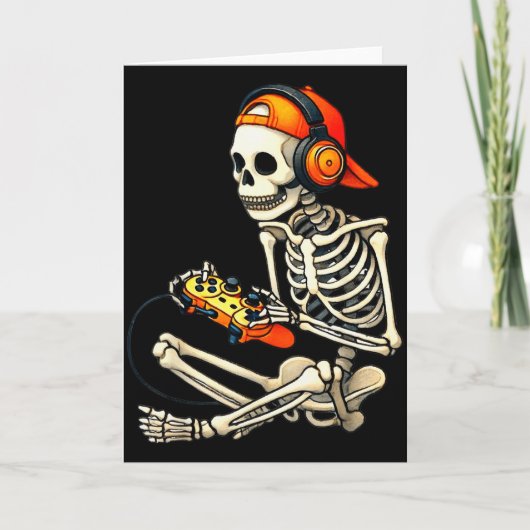 Carte Halloween Skeleton Gamer Video Gaming Boys Men Kid (Devant)
