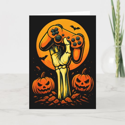 Carte Halloween Skeleton Gamer Video Gaming Controller B (Devant)