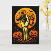 Carte Halloween Skeleton Gamer Video Gaming Controller B (Fleur jaune)