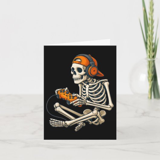 Carte Halloween Skeleton Gamme Casques Vidéo Jeu C (Devant)