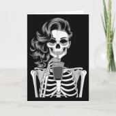 Carte Halloween Skeleton Retro Style Drink Beverage Quir (Devant)