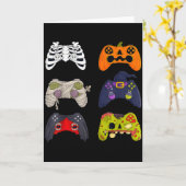 Carte Halloween Skeleton Zombie Gaming Controllers  (Fleur jaune)