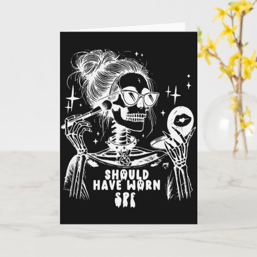 Carte Halloween Skin Care Esthetician Skeleton Skin Esth (Fleur jaune)