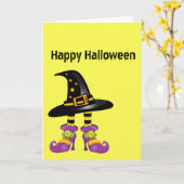 Carte Halloween sorcière (Fleur jaune)