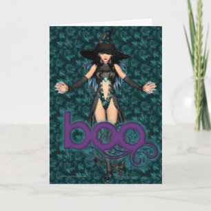 Carte Halloween Sorcière Boo Mot Halloween