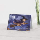 Carte Halloween sorcière chat orange (Dos)