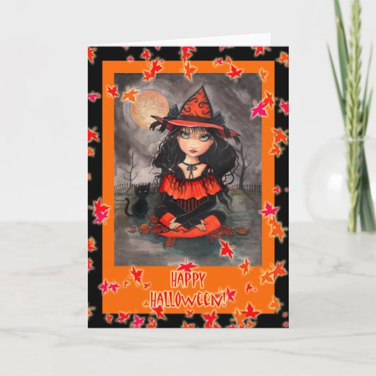 Carte Halloween Sorcière Chat par Molly Harrison (Devant)