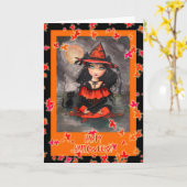 Carte Halloween Sorcière Chat par Molly Harrison (Fleur jaune)