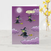 Carte Halloween sorcière de surf (Fleur jaune)