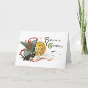 Carte Halloween, sorcière et Jack-o'-lanterne