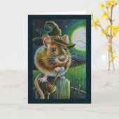 Carte Halloween Sorcière terrain souris de chambre aquar (Fleur jaune)