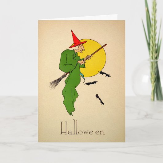 Carte Halloween sorcière vintage (Devant)