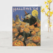 Carte Halloween sorcière vintage (Fleur jaune)
