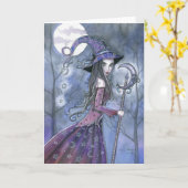 Carte Halloween Sorcière Violette (Fleur jaune)