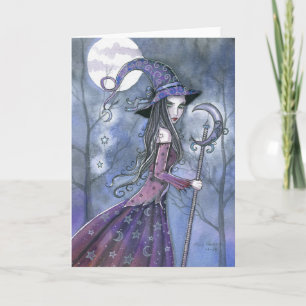 Carte Halloween Sorcière Violette