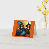 Carte Halloween - Sorcières 1 (Fleur jaune)