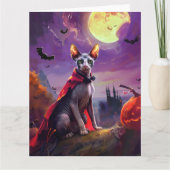 Carte Halloween Sphynx Cat Vampire Citrouilles effroi (Devant)