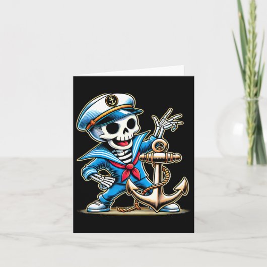 Carte Halloween Squelette Ancre marin (Devant)