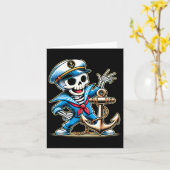 Carte Halloween Squelette Ancre marin (Fleur jaune)