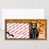 Carte Halloween Squelette Animaux Gang (Devant / Derrière)