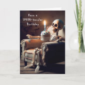 Carte Halloween Squelette Anniversaire Dans Ancienne Cha (Devant)