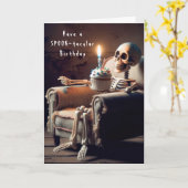 Carte Halloween Squelette Anniversaire Dans Ancienne Cha (Fleur jaune)