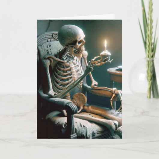 Carte Halloween Squelette Anniversaire Dans Ancienne Cha (Devant)