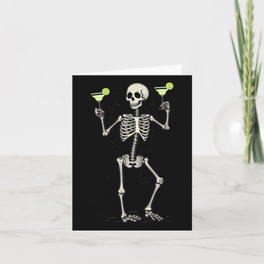 Carte Halloween Squelette Boire Margarita Tail (Devant)