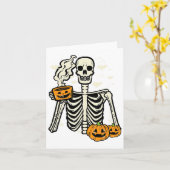 Carte Halloween Squelette Citrouille Automne Café Fun Co (Fleur jaune)